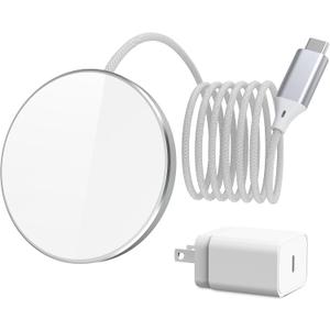 for 20W Magnetic Charger with 25W PD Adapter - Wireless Charger for iPhone 17/16/15/14/13/12 Series, Fast Charging Pad for AirPods 4/3/2/Pro