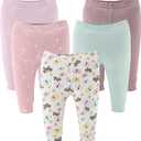 The Peanutshell 5 Pack Baby Girl Pants Set - 100% Cotton Toddler Pants for Girls, 18-24 Month Clothes for Toddlers and Babies - Butterfly Kisses Multicolor
