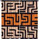 African Mudcloth Blackout Curtains, Boho African Geometric Abstract Vintage Kuba Geometric Abstract Farmhouse Brown, Bedroom Living Room Kitchen Curtains42X54 Inch (Style-6)