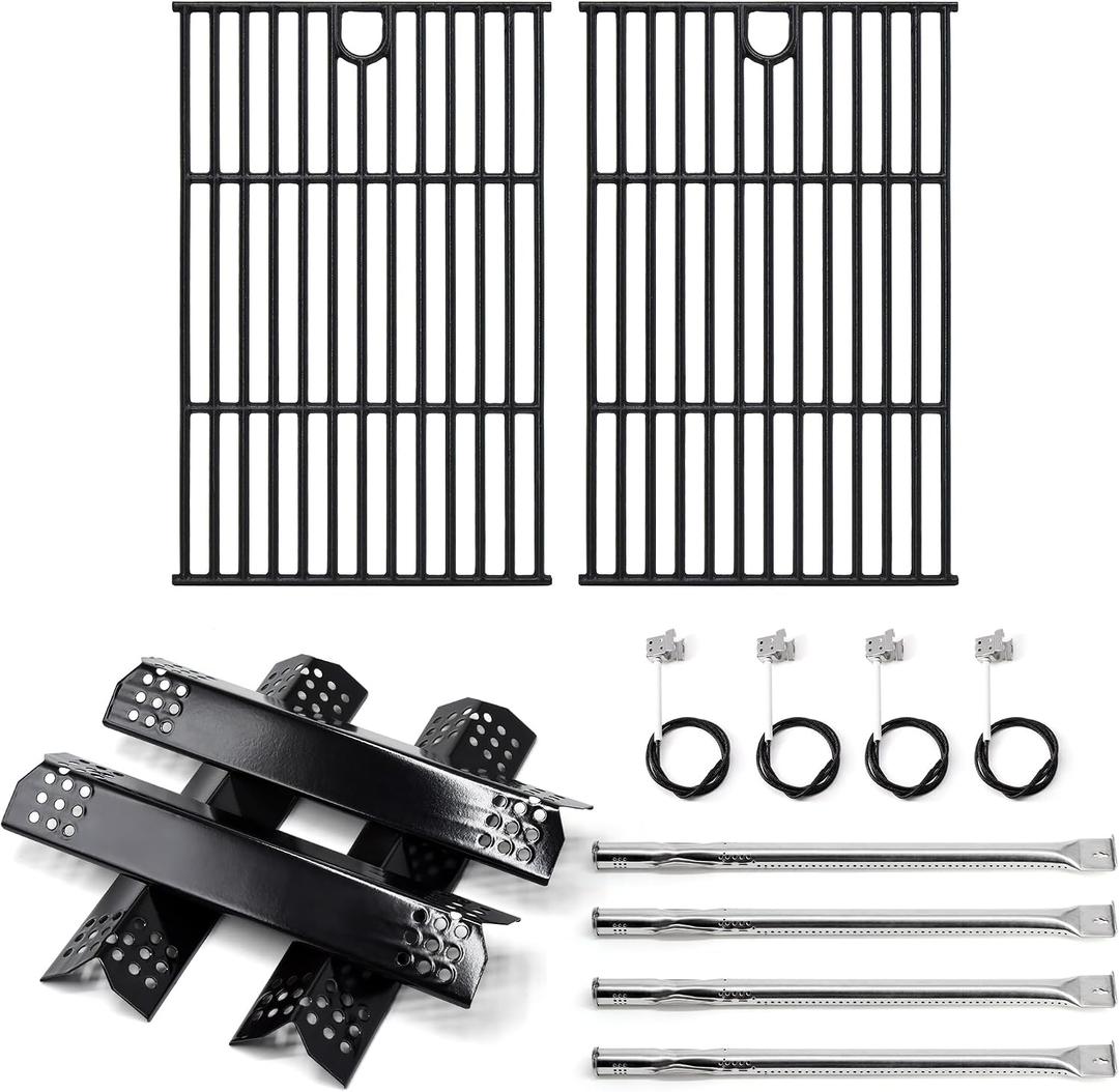 Grill Parts for Nexgrill 4 Burner 720-0925P, 720-0925, Heat Plates Tents, Burners, Igniters and Cast Iron Grill Grates Replacement Parts for Nexgrill 720-0925P