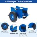lukar Panel Dolly Heavy Duty 1100LBS Capacity, Adjustable Panel Dolly Cart with 10" Solid Rubber Wheels, Drywall Mover Cart for Wood Panels, Doors and Drywall Sheet Blue