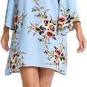 Milumia Women's Boho Cold Shoulder Floral Print Kimono Sleeve Tunic Dress (XL)