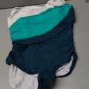 Aidonger One Shoulder One Piece Swimsuit for Women Tummy Control Bathing Suits Color Block Ruched Swim Suit Slimming Swimwear L