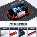 Zeee 2S Lipo Battery 600mAh 7.4V 50C with JST Connector for FPV Helicopter Airplane RC Boat Racing Drone Quadcopter RC Car RC Models(2 Pack)