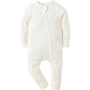 Modal Baby Boy Romper Footies Jumpsuit with Zipper - Ultra Soft & Breathable Footed for 0-18 Months (White)