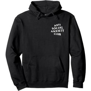 Anti Social Anxiety Club: Front + Back (White Logo) Pullover Hoodie, XL