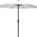 MEWAY 9ft Patio Umbrella Outdoor Table Umbrellas with Push Button Tilt and Crank, Market Umbrella 8 Sturdy Ribs for Deck, Garden, Pool and Backyard, Creamy-white