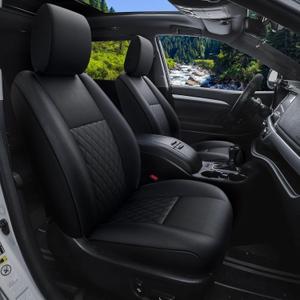 GIANT PANDA Customized Full Set Car Seat Covers Fit for Toyota Highlander 2015 2016 2017 2018 2019 LE,XLE,Limited,Hybrid Second Row 40/60 Split,Three-Row, 8 Seats, Faux Leather (Black)