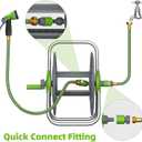 Water Hose Reel Cart, Holds 60-80 Ft of 5/8 Inch Hose, Green Wall Mounted Garden Hose Cart, Portable Hose Reel for Convenient Storage and Watering