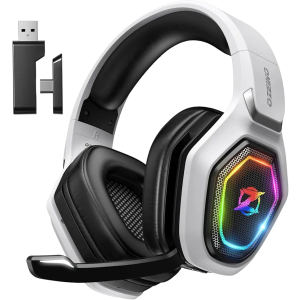 Ozeino 2.4GHz Wireless Gaming Headset for PC, Ps5, Ps4 - Lossless Audio USB & Type-C Ultra Stable Gaming Headphones with Flip Microphone, 40-Hr Battery Gamer Headset for Switch, Laptop, Mobile, Mac