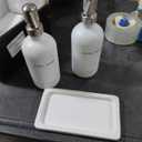 White Glass Soap and Lotion Dispenser Set by Brighter Barns - Bathroom Soap Dispenser Set Tray - Liquid Hand Soap Dispenser Pump - Modern Bathroom Accessories for Guest, Hotel, Spa, Restaurant (White)
