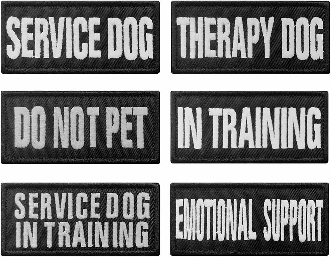Antrix 6 Pieces Dog Patch Service Dog/Therapy Dog/in Training/Do Not Pet/Emotional Support/Service Dog in Training Embroidered Emblem Patches for Service Dogs Animals- 3.5x1.6 inch