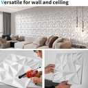 Art3d 33-Pack 3D Wall Panels for Interior Wall Decor, Modern Diamond Textured Accent Wall Paneling for Gaming Living Room TV Wall Background, 12 x 12 inch White, A10342