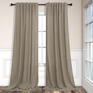 Pitalk Taupe Curtains 84 Inches Long for Living Room 2 Panel Sets Burlap Curtain Back Tab Neutral Modern Farmhouse Window Privacy Semi Sheer Linen Drape Pinch Pleated Look Curtain Dark Brown 84 Length