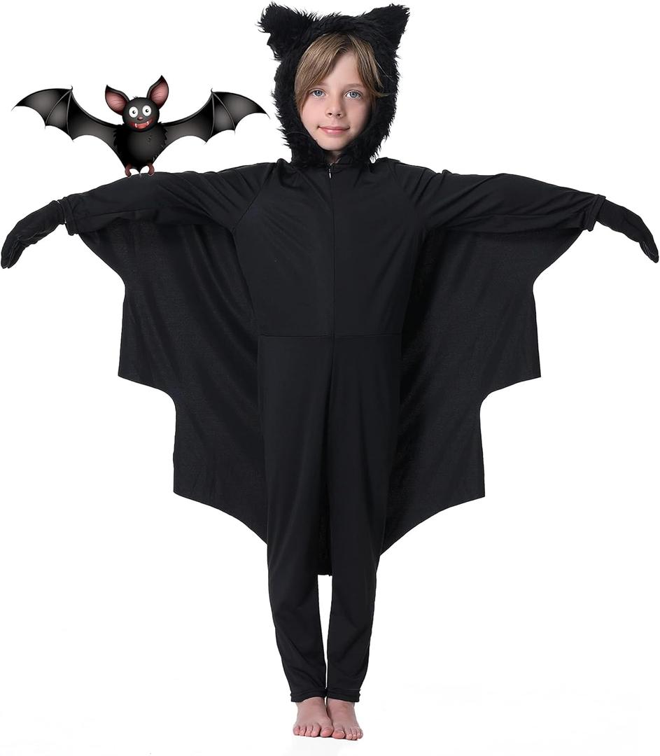 Seawhisper Bat Halloween Costumes for Kids Size 2T-14 (4T, Black)