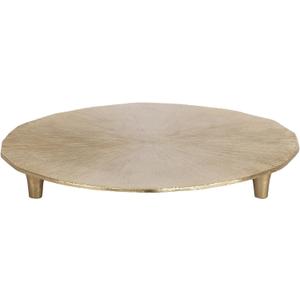 Kate and Laurel Sancia Decorative Round Embossed Metal Tray with Feet; 16 Inch Diameter; Gold; Modern Circle Footed Coffee Table Tray for Use as Kitchen Counter Display or Living Room Decor Accent