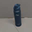 [2-IN-1 LID] Insulated Water Bottle with Silicone Boot (36hrs Cold/18hrs Hot) - DIY Stickers, Leakproof, BPA Free, 24 oz (Cyan)