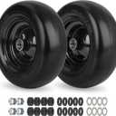 11x4.00-5 Flat Free Lawn Mower Tire and Wheel with Bearing Bore 3/4" or 5/8", 3.4"-4"-4.5"-5" Centered Hub, Smooth Tread Tire for Zero Turn Mowers, 2 Pack