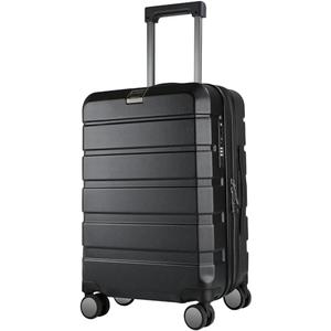 KROSER Hardside Expandable Carry On Luggage with Spinner Wheels & Built-in TSA Lock, Durable Suitcase Rolling Luggage with USB Port, Carry-On 20-Inch, Black