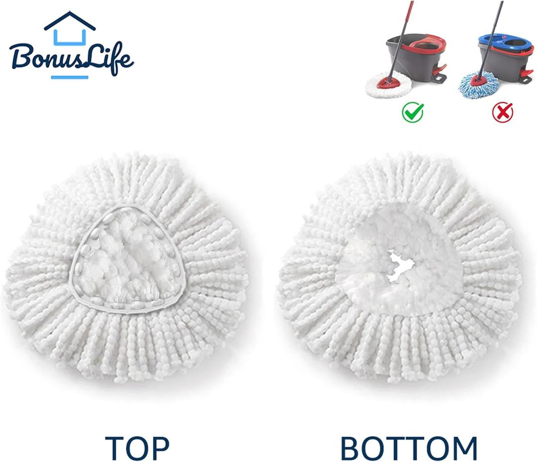 BonusLife Replacement Part Set for Oceda EasyWring Spin Mop 1-Tank System Only, 1 Handle, 1 Base, 4 Refills