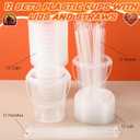Funnymoom 12 Sets 34 oz Basketball Plastic Drink Buckets with Lid and Straws with Basketball Stickers Clear Drink Cup Disposable Cocktail Rum Buckets Reusable for Sport Party Favors Prize