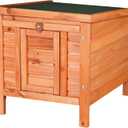 TRIXIE natura XS Small Animal House - Outdoor/Indoor Rabbit Hideout with Hinged Roof & Raised Floor - Solid Wood House with Entry Ramp, Weather-Resistant Home for Bunnies & Guinea Pigs - Brown (16.5 x 20.1 x 16.9)