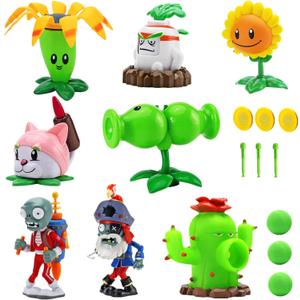JHESAO 8 PCS Plants and Zombies Toys Action Figures Zombies PVZ Toys Set 1 2 Series Great Gifts for Kids and Fans,Birthday and Christmas Party