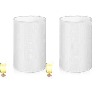 ULTECHNOVO 2pcs Lamp Shade, Light Fixture Replacement E27 Lampshade Light Shade Rustic Farmhouse Lampshade Barrel Fabric for Table Lamp & Floor Light, 5.1x7.9x5.1 inch (White)