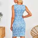 Women's Summer Sundresses Crewneck Sleeveless Adjustable Drawstring Tank Dress (M)