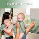 haakaa Muslin Burp Cloths for Baby, 100% Organic Cotton, Large 22.8''x11.4'', 2pcs (Wheat + Seafoam)