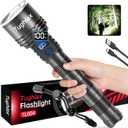 Rechargeable Flashlights High Lumens, 90,000 Lumens Super Bright LED Flashlight Tactical Flashlight with LCD Digital Display, 5 Modes Zoomable Waterproof Powerful Handheld Flashlight for Home