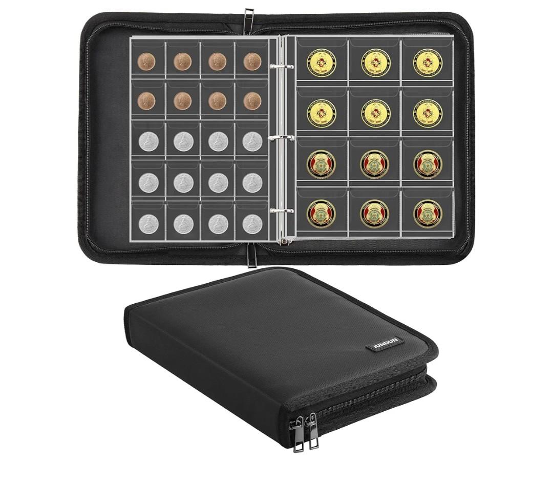 Coin Collection Book for Collector,260 Pockets Fireproof Coin Collection Holder Album,Coin Collection Organizer Storage Box Case Album for 20/25/ 27/30/ 38mm Coins,Black