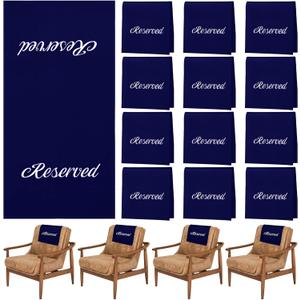 Tatuo 12 Pieces Reserved Seating Signs for Church Pews 22 Inch Reserved Chairs Signs Cloth Placeholder with Printed Words for Restaurants, Wedding, Ceremony and Events(Navy and White)