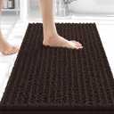 OLANLY Bathroom Rug Mat 24x16, Thick Soft and Absorbent Chenille Bath Mat, Non-Slip Rubber Backing, Machine Washable Quick Dry Bath Rugs for Tub Shower Floor, Home Decor Accessories, Brown