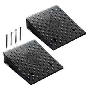 YOLOONLY Rubber Threshold Ramp, 4.7" Rise Wheelchair Ramp Doorway, 7000Lbs Load Capacity, Non-Slip Surface Rubber Curb Ramp for Wheelchair and Scooter, 2 Pack(4.7" Height) (4.7" Rise)