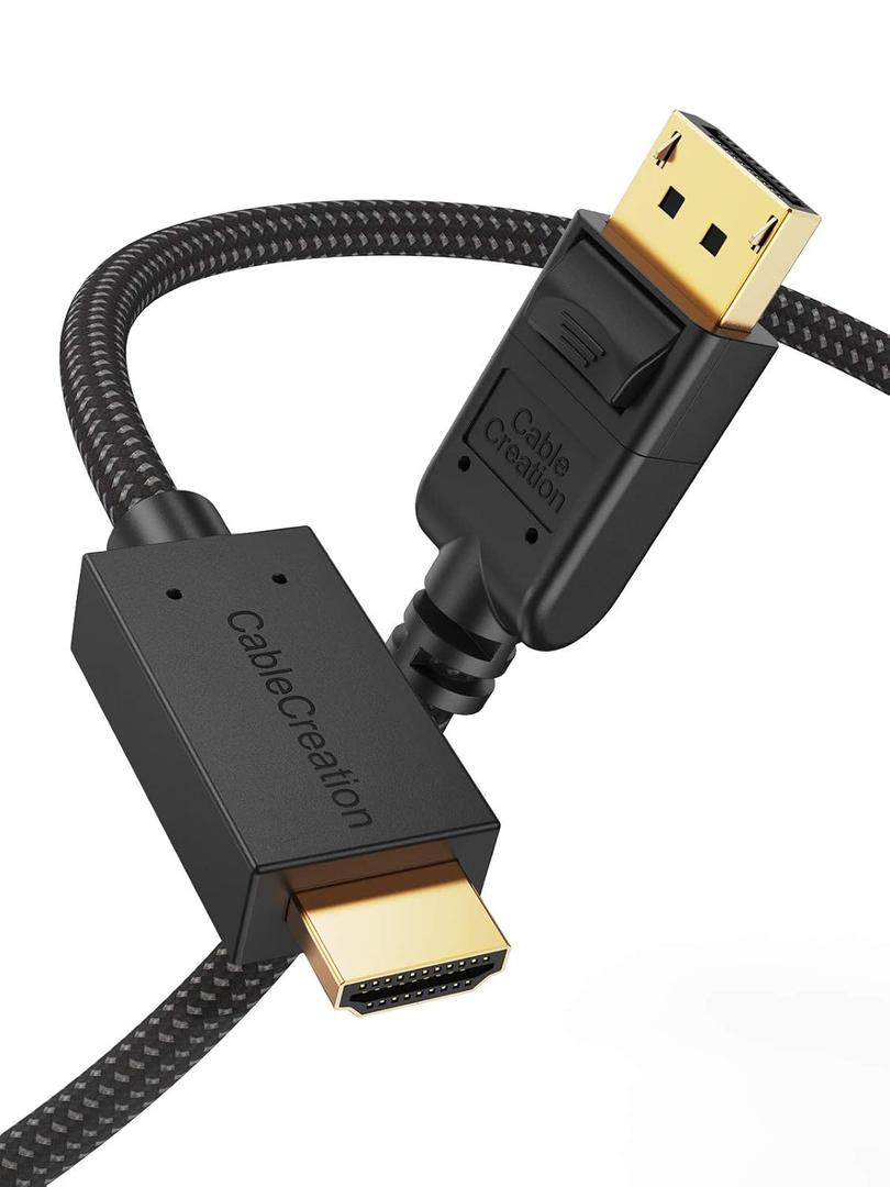CableCreation Active DisplayPort to HDMI Cable 4K, 6FT Braided DP to HDMI Cord, Support 4K@30Hz & 3D Audio/Video Converter, Eyefinity Multi-Screen, 1.83M / Black (6FT)
