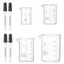 Glass Beaker Set, 4 Pack Graduated Measuring Beakers 25ml 50ml 100ml 200ml Low Form Griffin Thick Wall Lab Beakers with 4 Pcs 1ml Glass Pipette