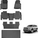 Floor Mats & Cargo Liner Compatible with 2022 2023 2024 2025 Jeep Wagoneer (8 Passenger Model Non-L) Floor Liners Trunk Mat All Weather TPE Protection Car Floor Liners Full Set Wagoneer Accessories