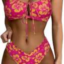 SUUKSESS Women High Waisted String Bikini Sets Sexy Two Piece Cutout Swimsuits Size S