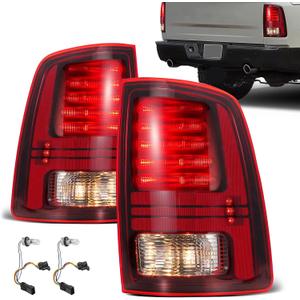 LED Tail Lights Compatible With 2013-2018 Dodge Ram 1500 2500 3500 Laramie/Limited/Longhorn Black Housing Taillights W/Bulbs Replace OME 68093081AC 68093080AC 68093081AB 68093080AB (Pair)