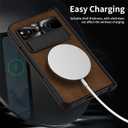 Pixel Fold Case, Leather Magnetic Hinge Protection Cover Built-in Screen Protector, Compatible with Google Pixel Fold 2023 (Brown)