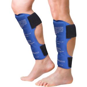 Shin Splint Ice Packs (XL Set of 2) Reusable Hot and Cold Therapy Wrap | Leg or Calf Pain Relief | Advanced Soft Gel Technology | Freezable and Microwavable | Running Injuries & Recovery