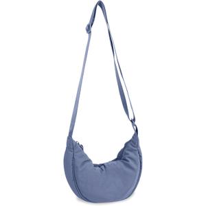 Nylon Crescent Crossbody Bag for Women Purses Trendy Men,Small Travel Sling Bag Hobo (Lake Blue), S