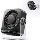 KIMMOO Desk Fan for Bedroom, Rechargeable USB Turto Table Fan, 199 Speeds, 270 Rotating, Quiet Small Desk Fan with LED Display, Personal Desktop Cooling Fan, Wall Fan for Home Office Travel (Black)