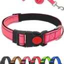 Aeclleca Reflective Dog Collar and Leash Set with Safety Locking BuckleAdjustable Soft Nylon Pet Collars for Small Medium Dogs (Pink, XL)