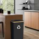 Recycling Bin for Kitchen Indoor Home, Large 26 Gallon 100L Recycle Bin with Lid Removeable Reusable Inner Bag Bottle Can Glass Waste Plastice Stickers,Black