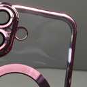 Misea Magnetic for iPhone 16 Case Compatible with MagSafe [Never Yellowing] [Military Grade Drop Protection] Full Camera Lens Protector Plating Soft Clear Phone Case for Women 6.1 inch, Hot Pink