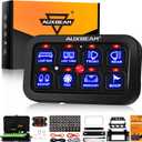 Auxbeam 8 Gang Switch Panel BA80, Universal Circuit Control Relay System Box with Automatic Dimmable On-Off LED Switch Pod Touch Switch Box for Car Pickup Truck Boat UTV ATV (8 Gang (1-Sided Outlet), Blue (No APP))