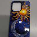 Case for iPhone 14 Pro Max - Slim Fit Anti-Scratch Phone Case for Girl Women - Celestial Sun Moon Star Blue Glass (Glossy)