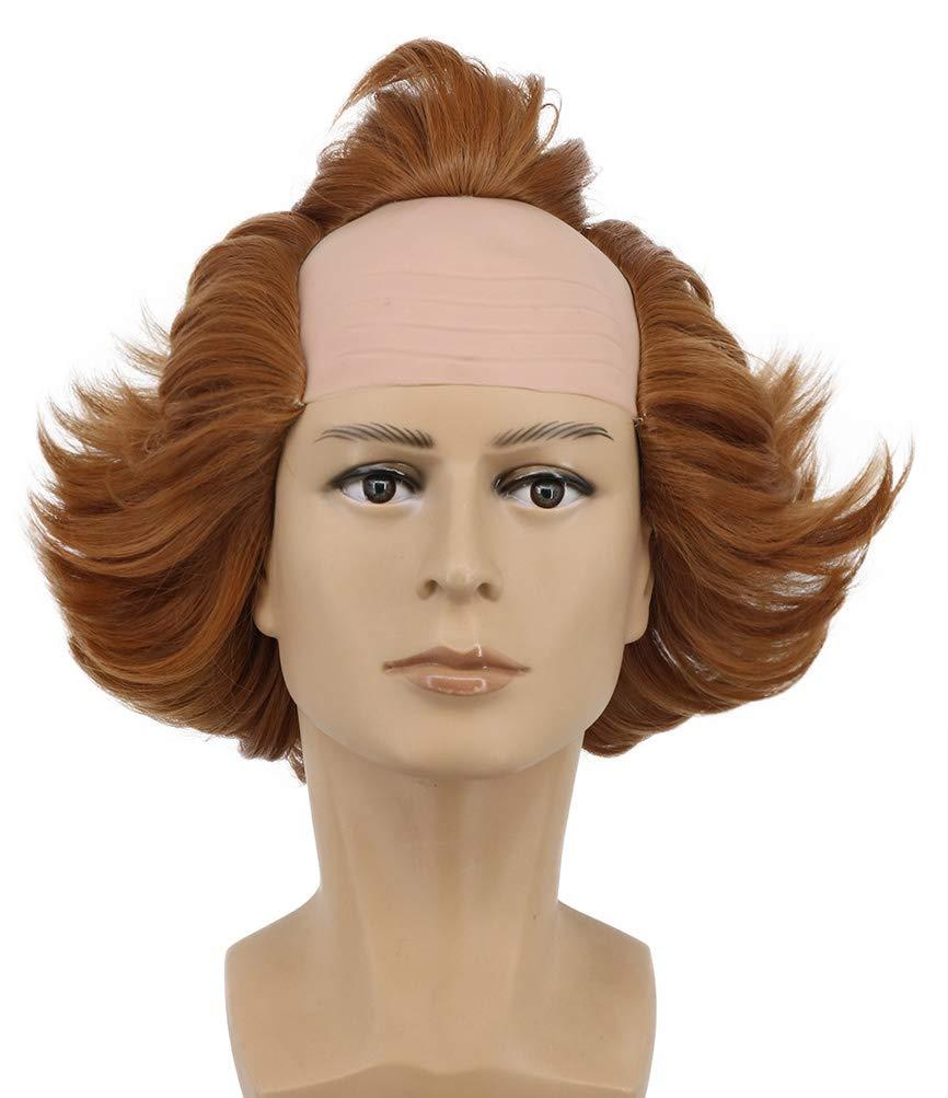 VGbeaty Adult Men Bald Short Fluffy Brown Curly Wig Halloween Cosplay Costume Anime Wig